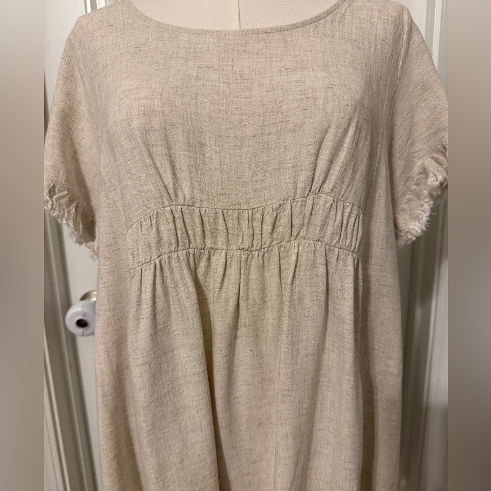 Umgee Linen Short Sleeve Dress with Fringe Details - Picture 4 of 14